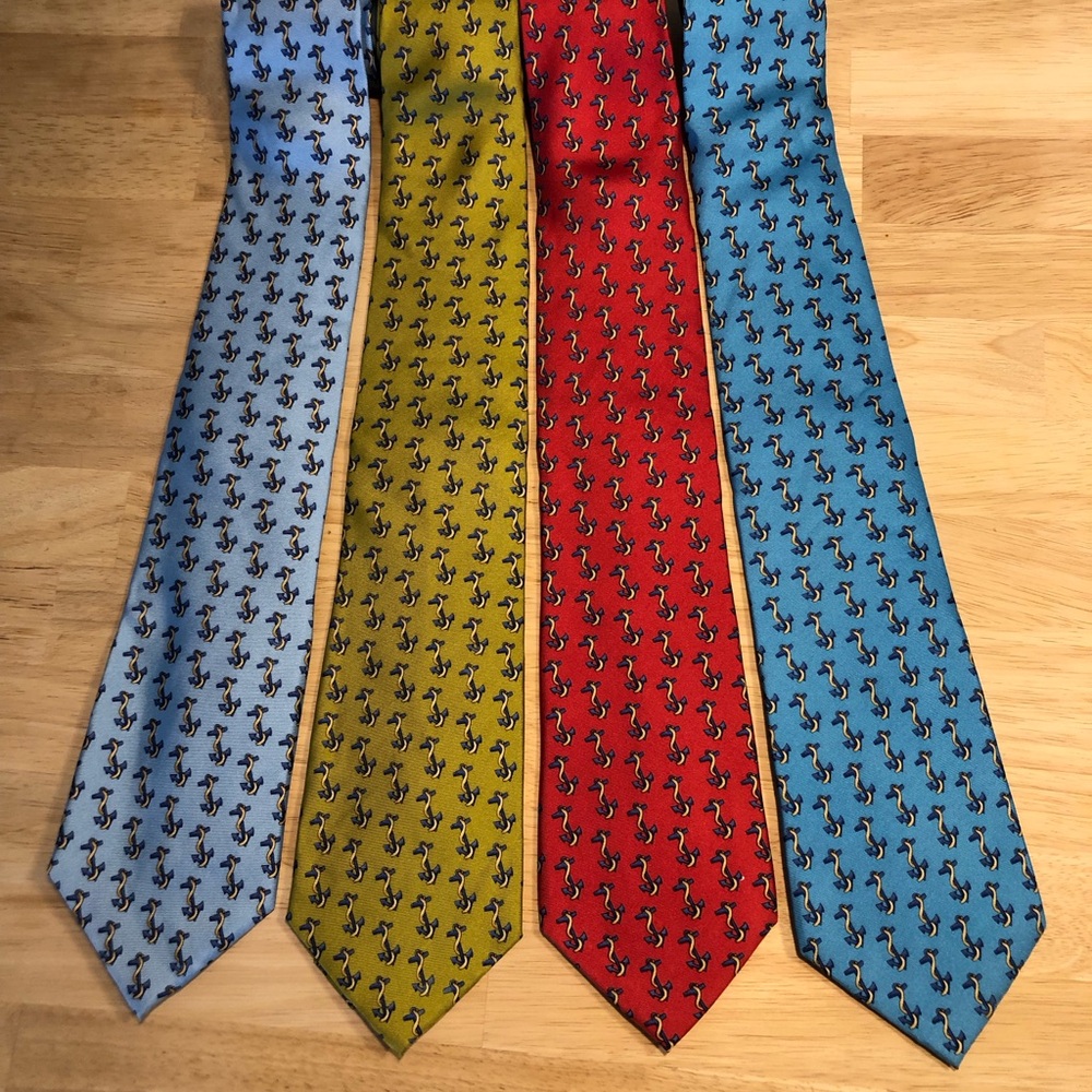 Anchor patterned Tie Set in Blue, Yellow, and Red